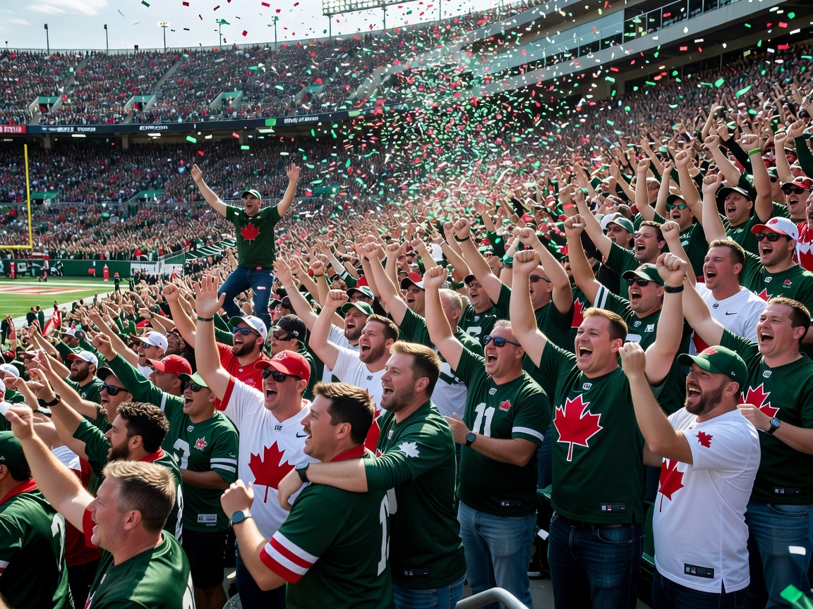 Canadian football crowd celebrating