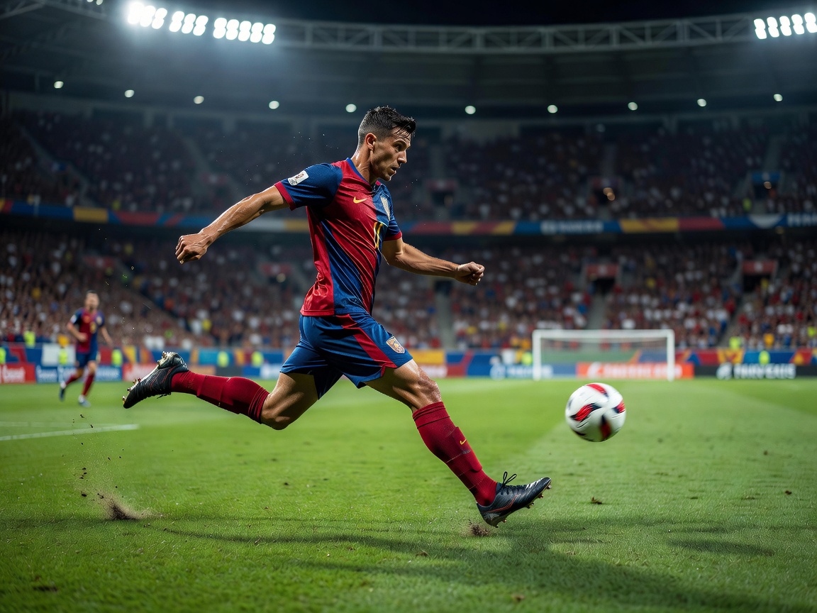 World cup football player action on the pitch